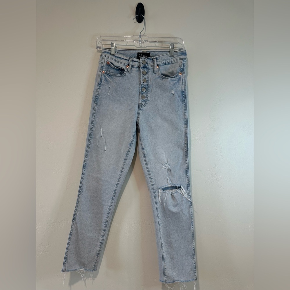 GAP Light Blue Straight Distressed Jeans - Picture 8 of 10